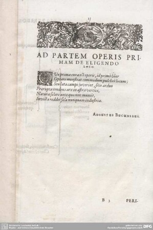 AD PARTEM OPERIS PRIMAM DE ELIGENDO LOCO.