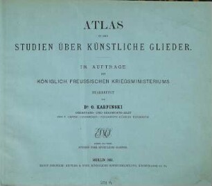Studien über künstliche Glieder, [2]. Atlas zu den Studien über künstliche Glieder
