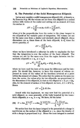 6. The Potential of the solid homogeneous ellipsoid.