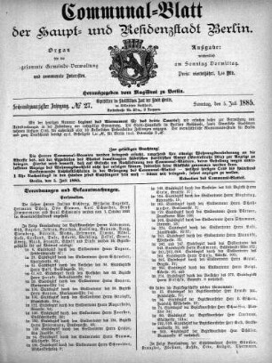 1885,27: No. 27, 5. Juli 1885