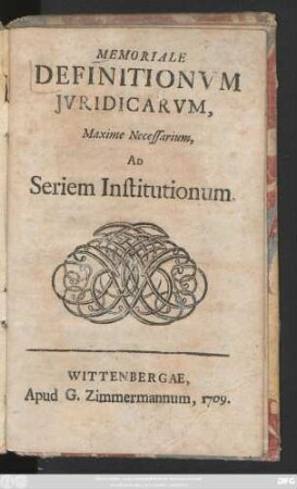 Memoriale Definitionum Juridicarum, Maxime Necessarium, Ad Seriem Institutionum