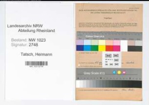 Entnazifizierung Hermann Tatsch , geb. 20.09.1890 (Rektor)
