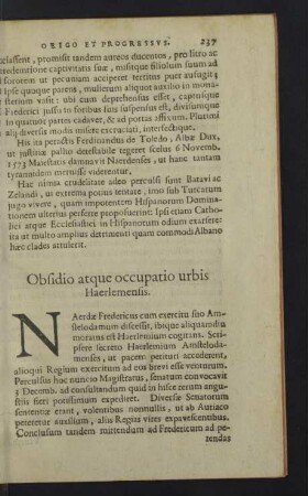Obsidio atque occupatio urbis Haerlemensis.