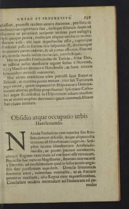 Obsidio atque occupatio urbis Haerlemensis.