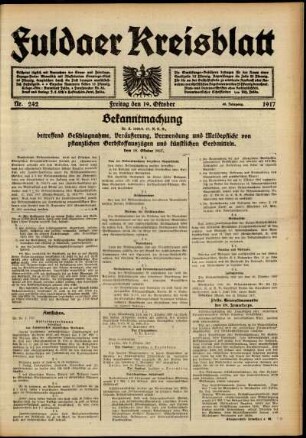 Ausgabe vom Freitag, den 19. Oktober 1917.