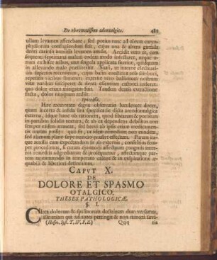 Capvt X. De dolore et spasmo otalgico