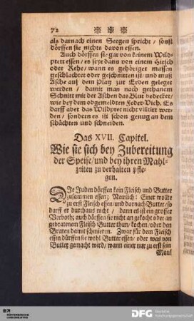 Das XVII. Capitel. Wie sie sich bey Zubereitung der Speise [...].
