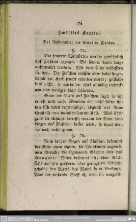 Zwölftes Kapitel. Das Aufbewahren des Weins in Flaschen