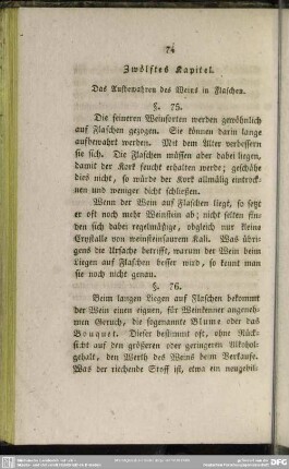 Zwölftes Kapitel. Das Aufbewahren des Weins in Flaschen