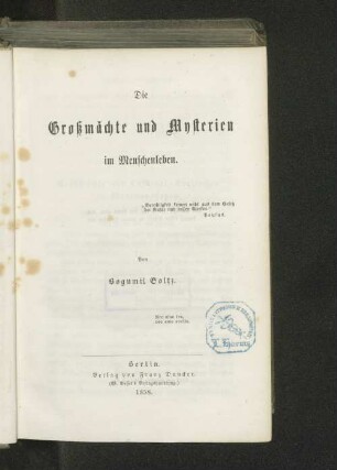 Heft 1: Die Grossmächte und Mysterien im Menschenleben