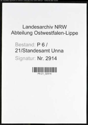 Sterberegister Standesamt Unna