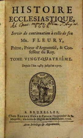 Histoire Ecclesiastique. 24, Depuis l'An 1485. jusqu'en 1507.