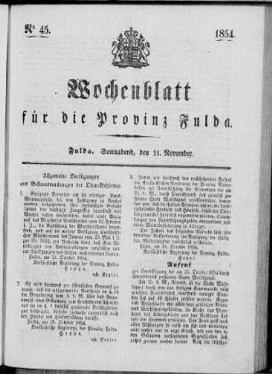 Nr. 45, Ausgabe vom 11. November 1854
