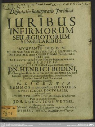 Disputatio inauguralis juridica De juribus infirmorum seu aegrotorum singularibus : Recusa