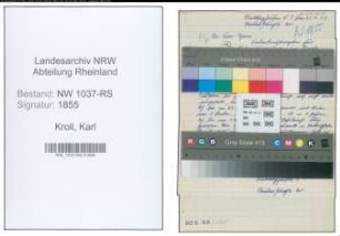 Entnazifizierung Karl Kroll , geb. 00.00.0000 ()