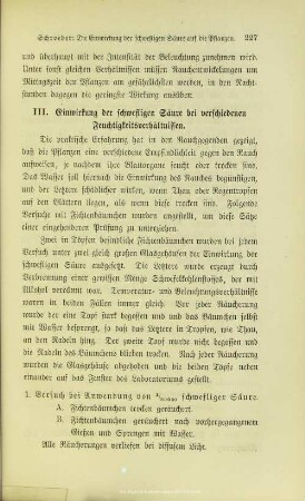 I.1.3. Einwirkung der schwefligen Säuren bei verschiedenen Feuchtigkeitsverhältnissen.