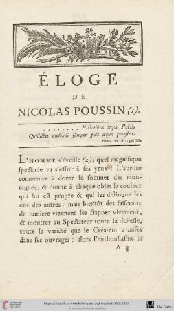Éloge de Nicolas Poussin