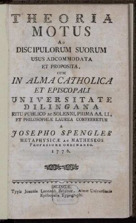 Theoria Motus Ad Discipulorum Suorum Usus Adcommodata Et Proposita