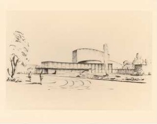 Stadttheater, Gelsenkirchen: Foto von Inv.Nr. 35914: Perspektivische Ansicht vom Garten