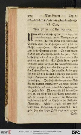 VI. Cap.: Vom Neuen und Unerwarteten