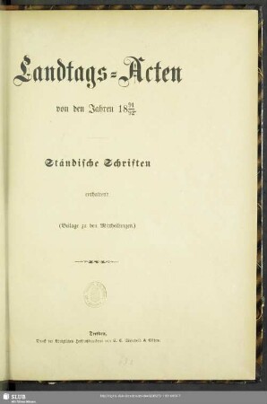 1891/92: Landtags-Akten / Ständische Schriften