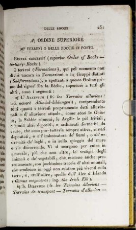 A) Ordine Superiore De' Terreni O Delle Roccie In Posto. B) Ordine Sovrammezzano De' Terreni O Delle Roccie In Posto. C) Ordine Mezzano De' Terreni O Delle Roccie in Posto.