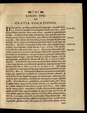 Locus XVIII. De Gratia Vocationis