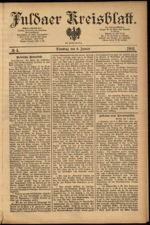 Ausgabe vom Dienstag, den 08. Januar 1901.