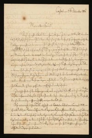 Brief von Carl Sigismund Waitz von Eschen an Ludwig Hassenpflug