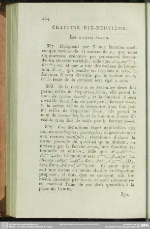 Chapitre dix - neuvième. Les Racines égales