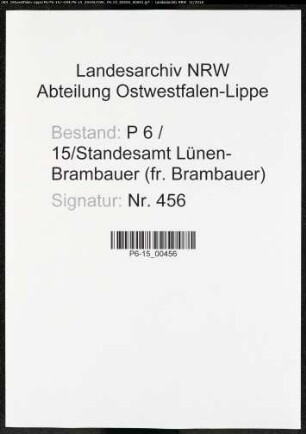 Sterberegister Standesamt Lünen-Brambauer