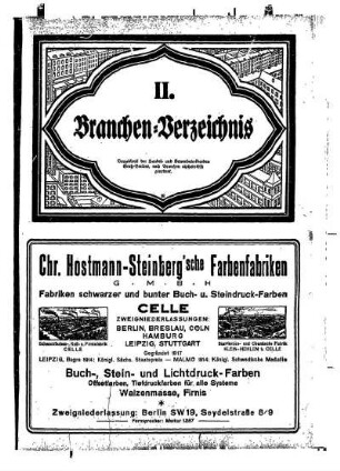II. Branchen=Verzeichnis