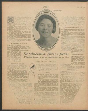 De fabricante de gorras a poetisa : Alfonsina Storni cuenta los entretelones de su vida