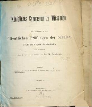 Zur Teilnahme an den öffentlichen Prüfungen der Schüler ... ladet ergebenst ein. 1891/92