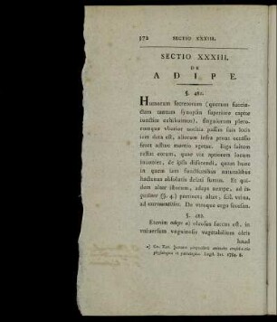 Sectio XXXIII. De Adipe