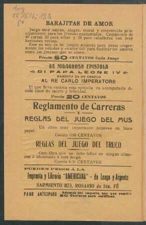 [Libros de la] Imprenta y Librería "Americana" - de Longo y Argento