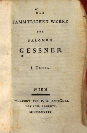 Sal. Gessners Schriften, 1. Der Tod Abels