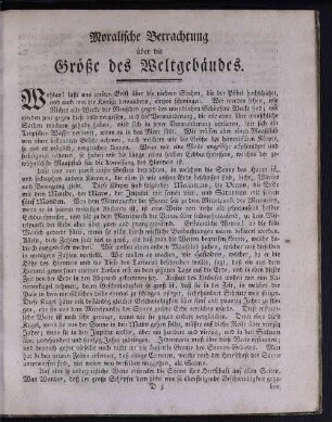 Moralische Betrachtung über die Größe des Weltgebäudes.