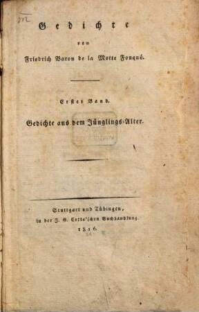 Gedichte, 1. Gedichte aus dem Jünglings-Alter