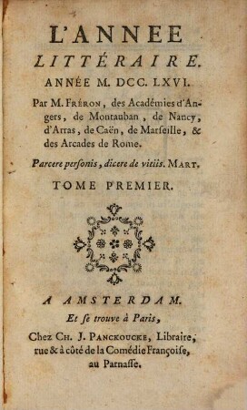 L' année littéraire. 1766,1, 1766,1