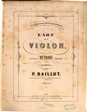 L' art du violon : Nouv. méthode