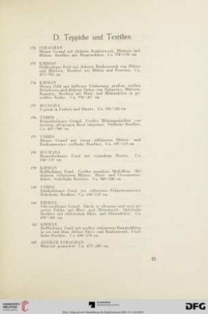 D. Teppiche und Textilien (Nr. 132-183)