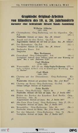 Graphische Original-Arbeiten von Künstlern des 19. und 20. Jahrhunderts, darunter eine bedeutende Edvard Munch-Sammlung (Nr. 455-870)