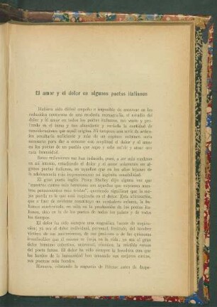 El amor y el dolor en algunos poetas italianos