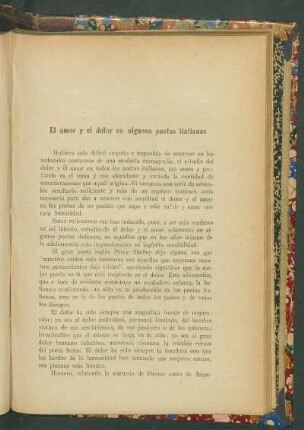 El amor y el dolor en algunos poetas italianos
