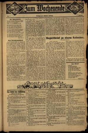 Zweite Ausgabe vom Sonntag, den 01. Januar 1933.