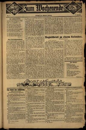 Zweite Ausgabe vom Sonntag, den 01. Januar 1933.