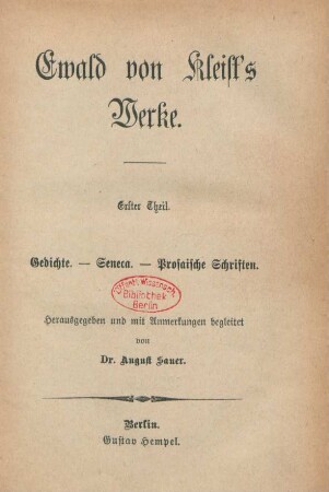 Theil 1: Gedichte. Seneca. Prosaische Schriften