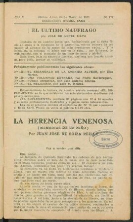1921005176: La herencia venenosa : (memorias de un niño)
