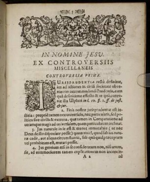 EX Controversiis Miscellaneis Controveria Prima.; Corollaria Desumpta Ex Jure Publico.; Ex Jure Feudali.